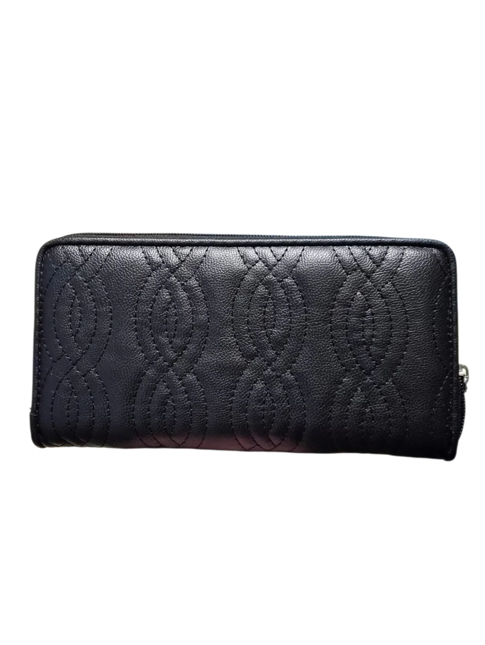 Bobbi Russo Black Quilted Zip Around Wallet Faux Leather Organizer